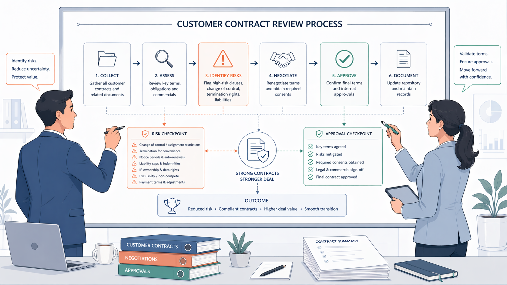 preparing customer contracts before selling